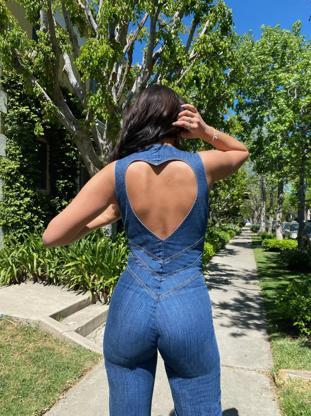 Denim Flare Jumpsuit