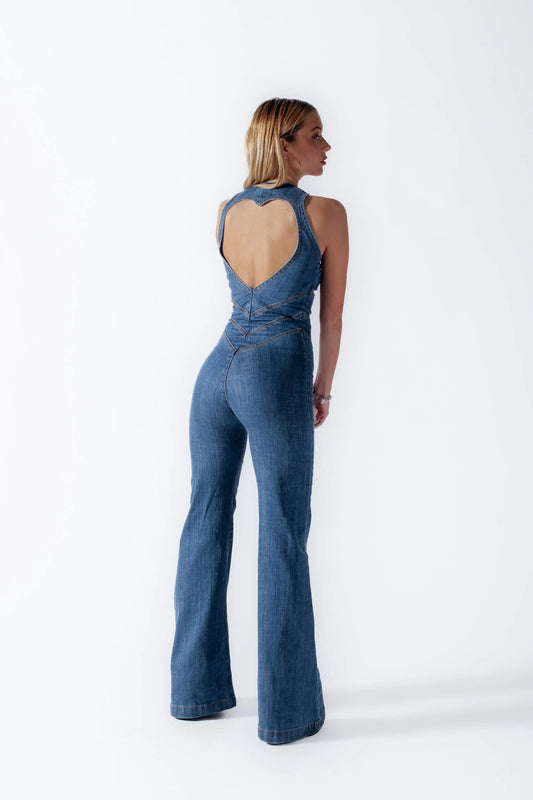 Denim Flare Jumpsuit